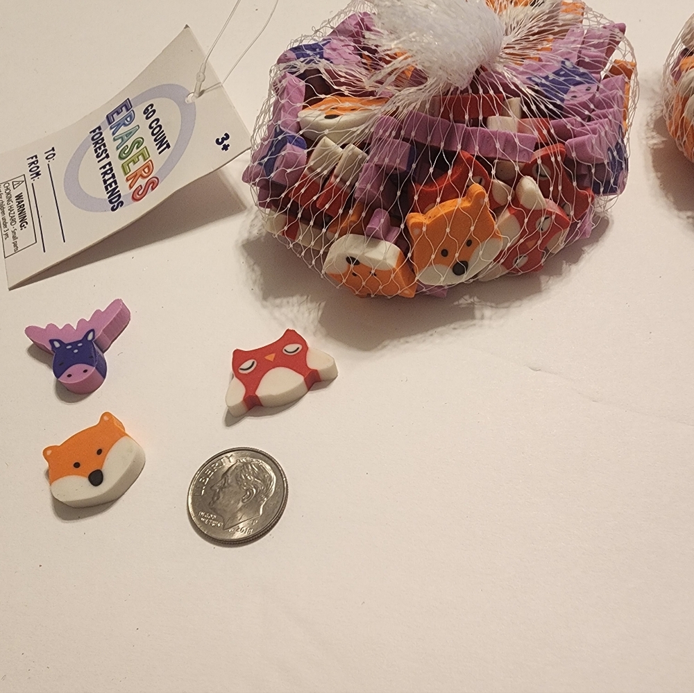 Forest Friends Mini Erasers - 60 Count Each (120 Total) Fox Moose Owl - Picture 5 of 5